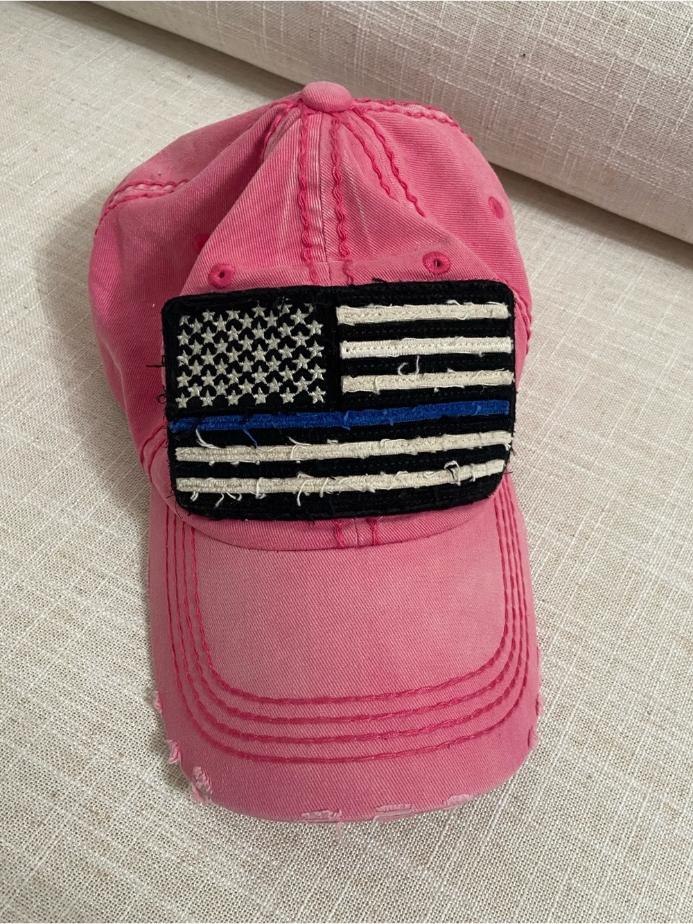 Pink Blue Line Flag Hat